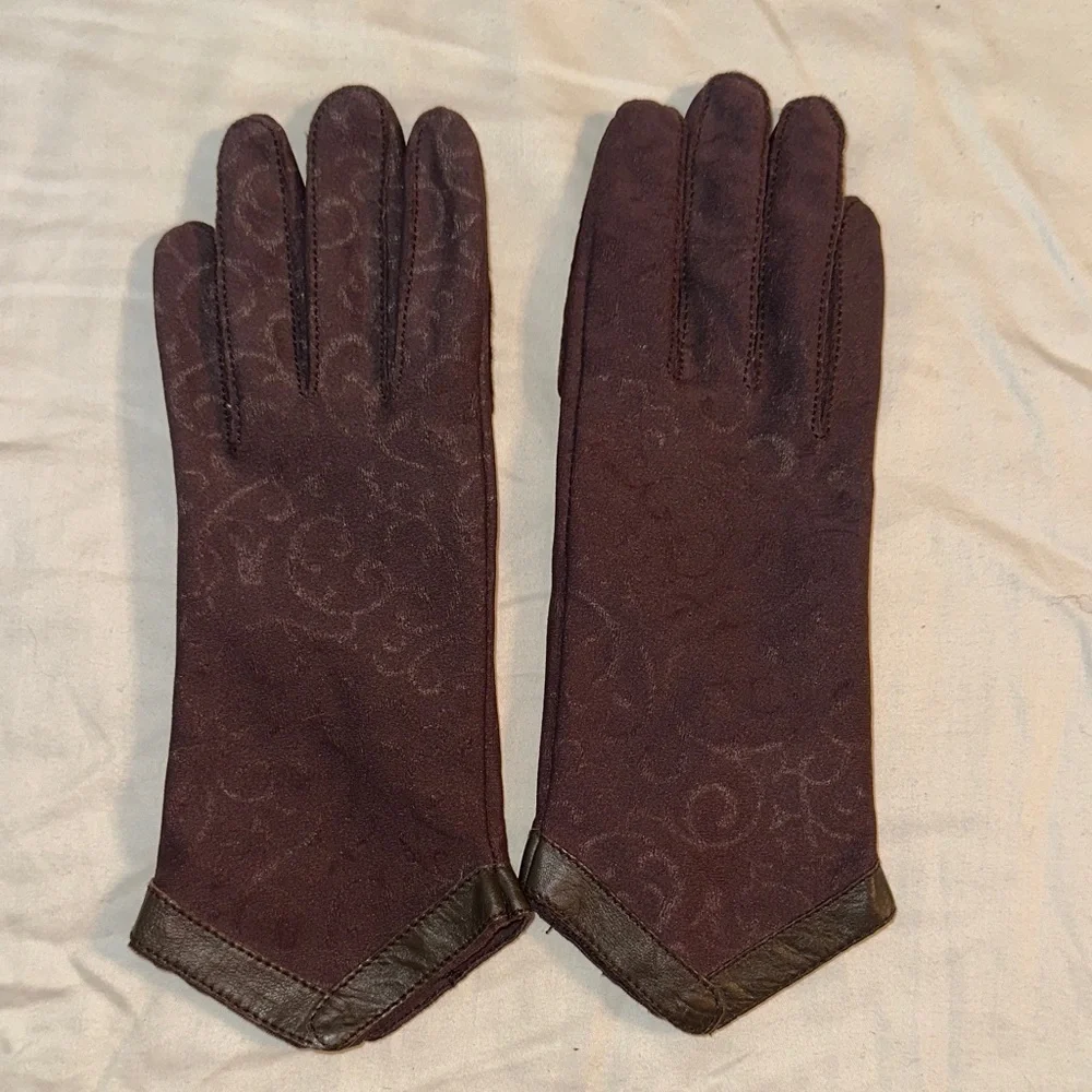 Vintage NWOT Isotoner‎ Brown Swirl Pattern Antron Nylon Driving Gloves